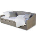 Dienos lova, Aptrauktas Sofa-lova su stalčiumi, 90x200 cm, Pilka