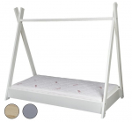 Medinė skandinavi&scaron;ko stiliaus vaiki&scaron;ka lova + STANDARD čiužinio komplektas, vigvamas, palapinė 160x80