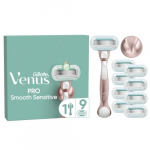 Gillette Venus Deluxe Smooth Sensitive Rosegold skustuvas + 9 skutimosi galvutės