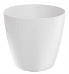 Puodas i&scaron; balto matinio plastiko 15,8x14,5 cm lygus korpusas Mate