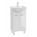 Vonios spintelė su praustuvu laisvai pastatoma balta 2 durelės chromuotas mai&scaron;ytuvas 45 cm