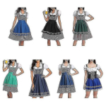 Moterų &bdquo;Oktoberfest&ldquo; Kostiumai Suaugusiems &bdquo;Dirndl&ldquo; Vokiečių Tradicinio Bavari&scaron;ko Alaus Karnavalas Kun._Gray Blue_XXL, Gray Blue_XXL