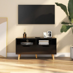 Televizoriaus spintelė，TV spintelė，TV staliukas, juoda, 90x40x48,5cm, mediena, blizgi CFE772970