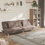 Dvivietė sofa-lova，Poilsio sofa su dvejomis pagalvėmis, taupe, audinys CFE37901