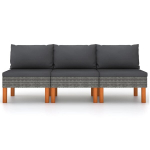 Vidurinės sofos，Poilsio sofa dalys, 3vnt., poliratanas ir eukalipto masyvas CFE71262