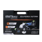 Akumuliatorinis kampinis &scaron;lifuoklis KD3405, 21 V + 2 akumuliatoriai, įkroviklis, lagaminas