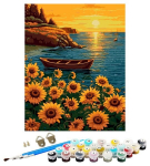 Tapyba pagal skaičius &ndash; paveikslas, dažai, teptukai, rinkinys - Sunflowers and the boat
