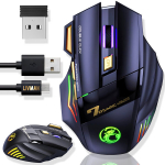 LIVMAN GW-X7 &ndash; belaidė įkraunama kompiuterinių žaidimų pelė su RGB ap&scaron;vietimu, 3200 DPI