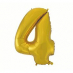 Folijos balionas numeris 4, auksinis matinis, 92 cm