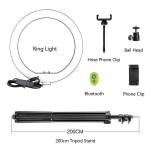 Žiedinė LED lempa su valdikliu ir stovu, 26 cm