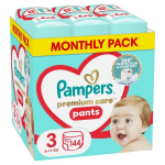 Sauskelnės-kelnaitės PAMPERS Premium Care Pants Monthly Pack 3 dydis, 6-11 kg, 144 vnt.