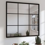 vidaXL Sieninis veidrodis, juodos spalvos, 60x60cm, metalas