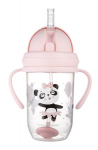 Nei&scaron;sipilanti gertuvė su &scaron;iaudeliu Canpol Babies Exotic Animals, 6 mėn.+ 270 ml, pink, 56/606_pin