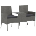 Dvivietė vidaXL sodo sofa su arbatos staliuku, pilkos spalvos