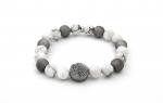 Apyrankė - BENETO - MINK123 - Agatas ir Howlite - Ilgis 17 cm - Mineraliniai karoliukai