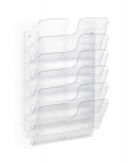 Durable pakabinamas horizontalus A4 formato 6 ki&scaron;enėlių bukletų laikiklis, skaidrus