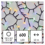 Spalvotos kalėdinės eglutės lemputės, 600 LED, 12 m