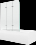 Vonia Mexen Cubik su apdaila ir stiklo sienele, 150x70 cm + 120 cm, white+III/fold/chrome