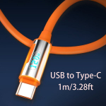 Ypač patvarus 120W 6A USB-C į USB-A greito krovimo kabelis su skaitmeniniu ekranu.,  1 m / 3,28 pėd