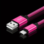 60W Greitas Įkrovimo USB C Kabelis, Ilgas Nailoninis Laidas,  Raudona rožė