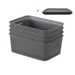 Plastikinės Pintos Dėžės Su Dangčiu, 4/6 vnt., pilka