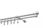 Dvigubas karnizas metalinis 16 mm + 16 mm ELIZA, 250 cm, matinio chromo