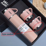 Nerūdijančio Plieno Puodelių Rinkinys su Dangčiu - 500ml ,  ROŽINĖS RINKINYS