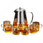 Stiklo Arbatinuko Rinkinys Su Puodeliais., 1300ml/43,96+6TAURĖS