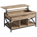 Vasagle kavos staliukas, reguliuojamo auk&scaron;čio, 60 x 100 x (48&ndash;62) cm, kupranugario rudos ir juodos spalvos