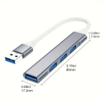 4-in-1 USB &Scaron;akotuvas Adapteris - Ultra-Plonas Splitter