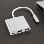 USB &scaron;akotuvas aliuminis USB C daugiafunkcis adapteris 3in1
