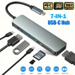 USB-C daugiafunkcis adapteris 7-in-1 aliuminis dokas.