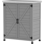 Sodo spinta, lauko spinta su darbo pavir&scaron;iumi, įrankių spinta, masyvi mediena, plienas, 79B x 43T x 92H cm, pilka, Pilka