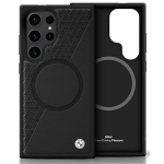 BMW odinis dėklas su tekstūrine puse, MagSafe, Samsung Galaxy S25 Ultra, juodas