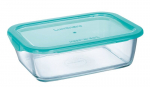 Stačiakampis grūdinto stiklo indas maistui, 1 970 ml