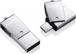 "apacer" usb atmintinė otg, usb 3.0, 64 gb, ah750, sidabrinė, ap64gah750s-1, usb a / usb micro b, su besisukančiu dangteliu