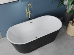 Mexen Luna laisvai pastatoma vonia 160 x 75 cm, balta/juoda, aukso spalvos perpylimas - 52031607575-50, 160 x 75 cm