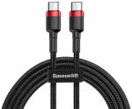 Nailoninis USB-C kabelis, 100W, 2m, juodas