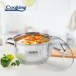 Nerūdijančio plieno puodas su nepridegančia danga ir stiklo dangčiu 3,6 L 20x11,5 cm HR-MSF-036, COOKING BY HEINNER