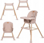 Daugiafunkcinė maitinimo kėdutė Kidwell Eatan Wood 4in1, Pink