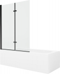 Vonia Mexen Vega su apdaila ir stiklo sienele, 180x80 cm + 120 cm (II), White+Black/Transparent