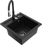 Granitinė virtuvinė plautuvė Mexen Vito su mai&scaron;ytuvu ir sifonu, Black