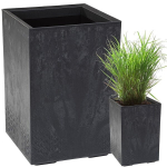 Gėlių klomba KARO 400x400x600 ECO perdirbtas betonas - juodas betonas LA992-71 Lamela