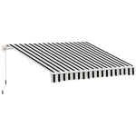 Markizė, apsauga nuo saulės, i&scaron;traukiama, su rankine, metalinis rėmas, poliesteris, mėlyna + balta, 3,95 x 2,45 x 3,50 m