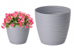 Gėlių vazonas su pagrindu pilkas 19x17,3 cm plastikinis