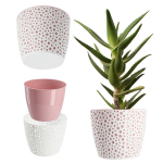 Apvalus gėlių vazonas su įdėklu gėlėms, rožinis, 21 cm