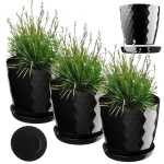 3x gėlių vazonas 18cm dangtelis + juodas stovas
