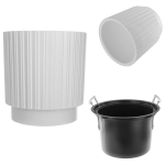 Gėlių vazonas Gėlių vazonas 40 cm dangtelis su gėlių stovu, plastikinis baltas