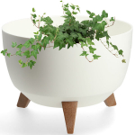 Baltas gėlių vazonas ant kojelių, 33cm
