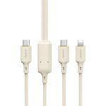 2in1 kabelis USB C / Lightning 100W 1,2 m - smėlio spalvos